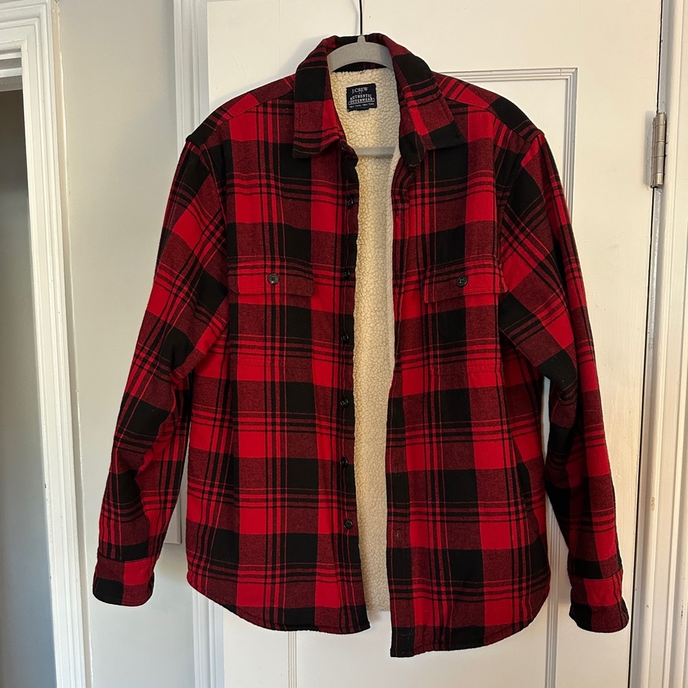 J.Crew factory Sherpa-lined flannel shirt.